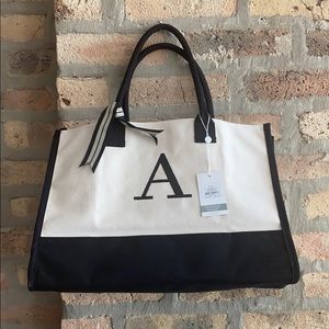 Mud pie Initial Canvas Tote Bag